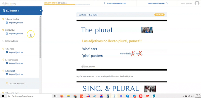englishbasics-low video representando sección academia